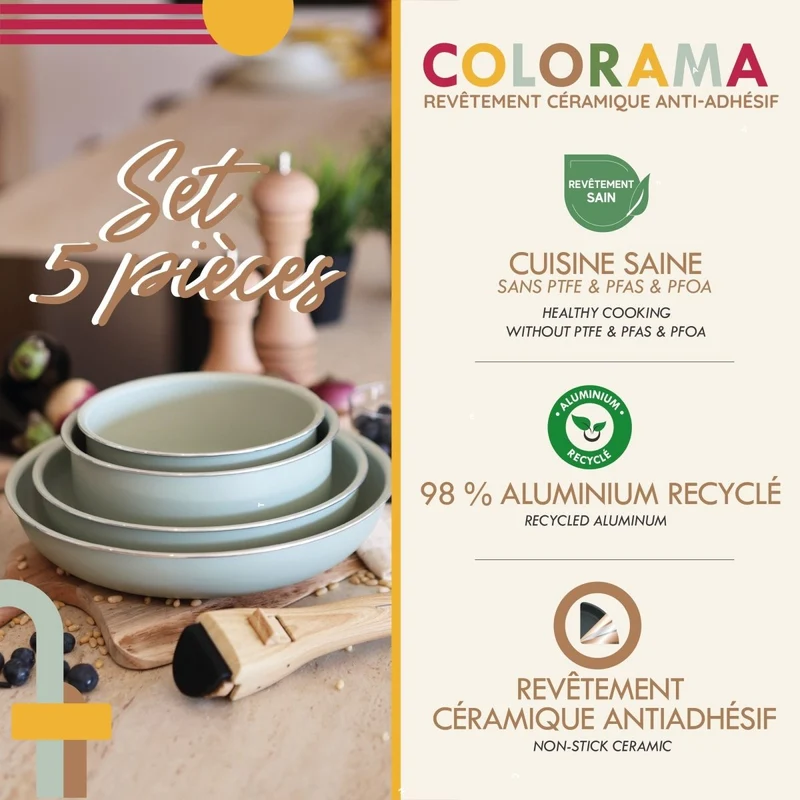 Set de 5 pièces en aluminium recyclé amovible