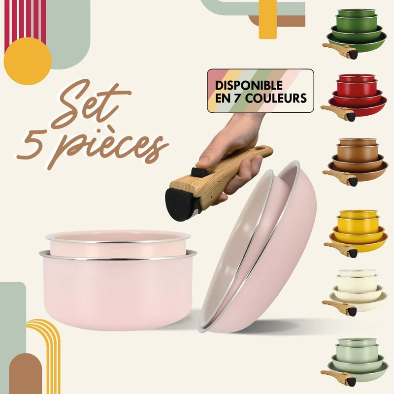 Set de 5 pièces en aluminium recyclé amovible