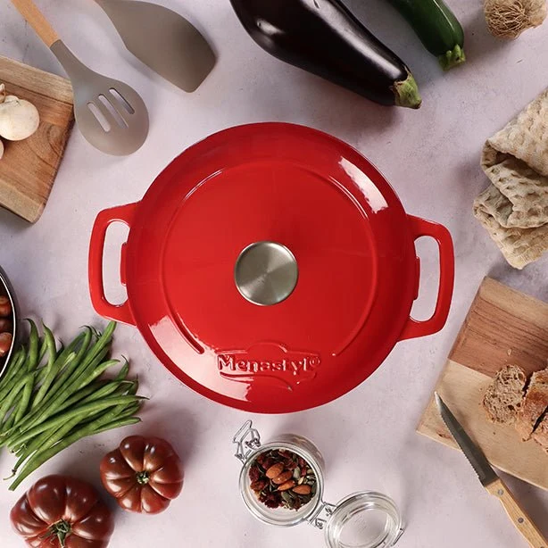 Cocotte Colette ronde 7 litres en fonte rouge