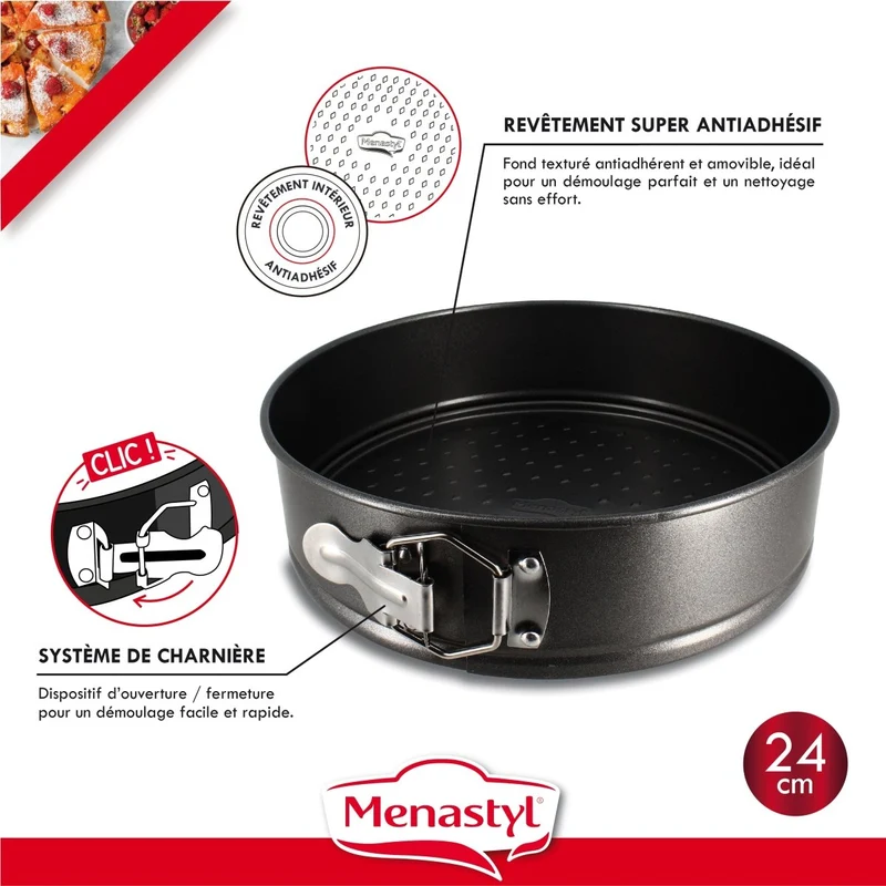 Moule à charnière Amandine en acier carbone 24 cm