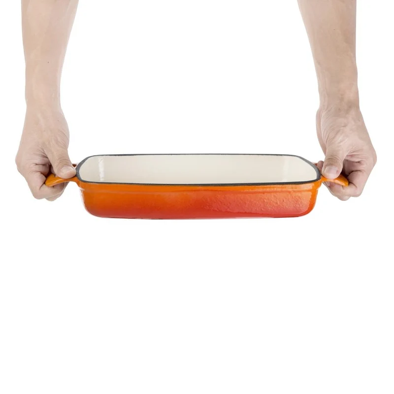 Plat en fonte rectangulaire Vogue orange 1,8L