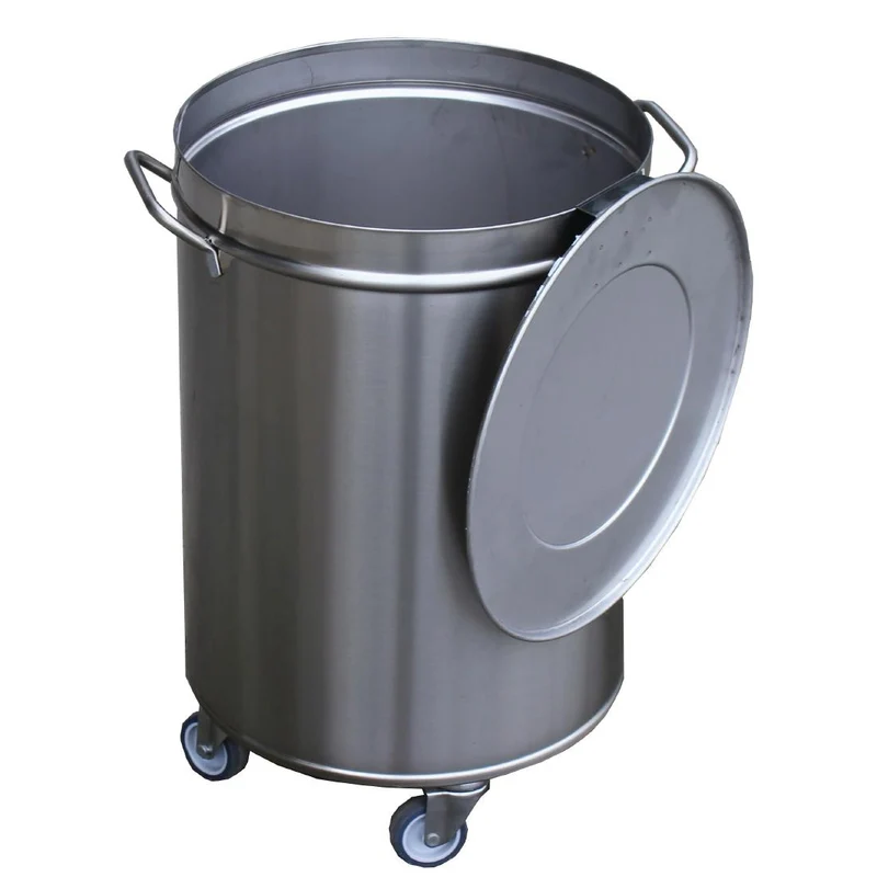 Poubelle inox avec roues et couvercle Gastro M 90L