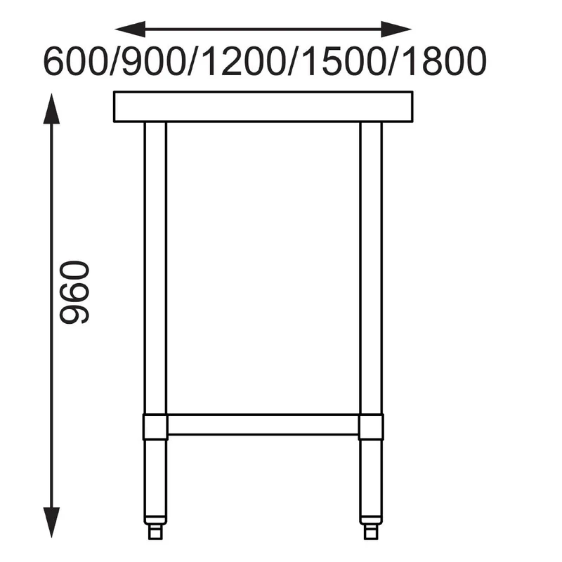 Table en acier inoxydable sans rebord Vogue 600 x 700mm