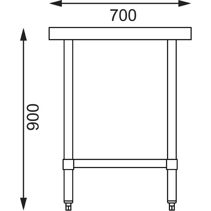 Table en acier inoxydable sans rebord Vogue 600 x 700mm