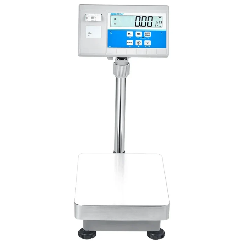 AE Adam Balance au sol avec afficheur sur mât et imprimante intégrée pour étiquettes ou codes-barres 32 kg / lisibilité 1 g