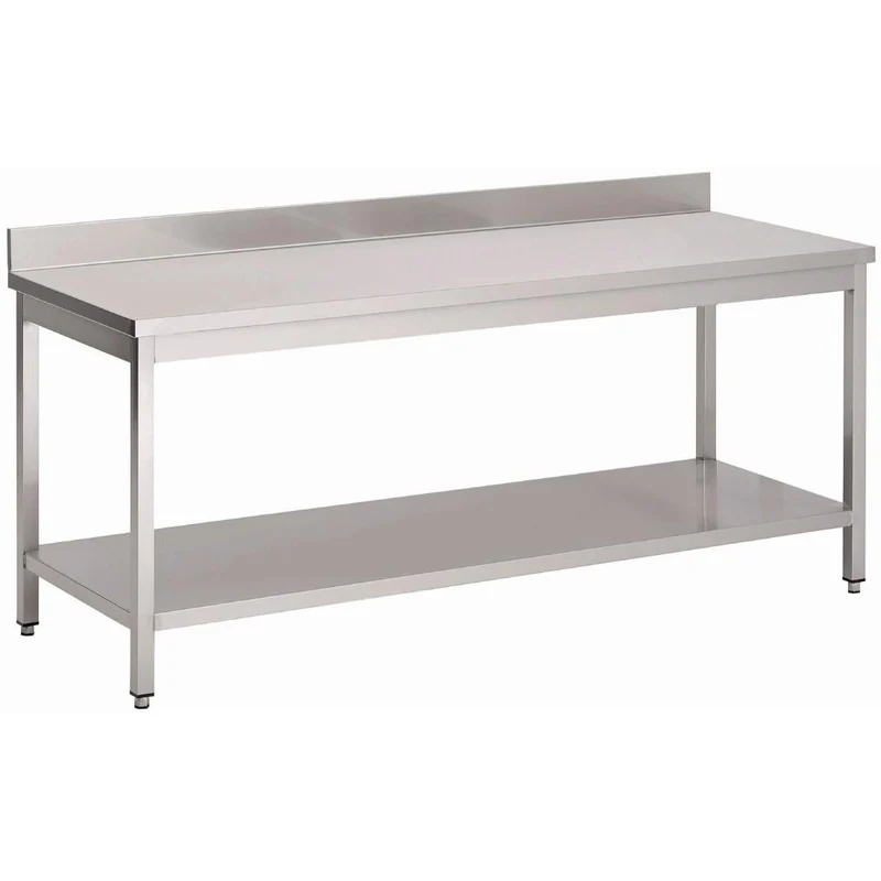 Table inox avec dosseret et étagère basse Gastro M 700 x 600 x 850mm