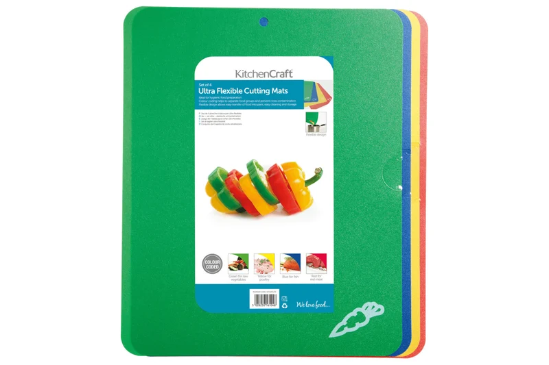 Set de 4 planches à découper KitchenCraft en polymère flexible multicolore 38x32,5cm