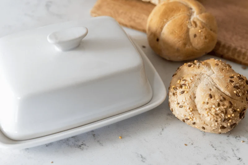 Beurrier KitchenCraft en porcelaine blanche 18cm