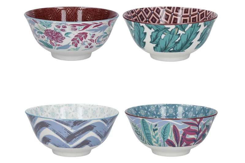 Set de 4 bols KitchenCraft en céramique Vibrance design diamètre 15cm