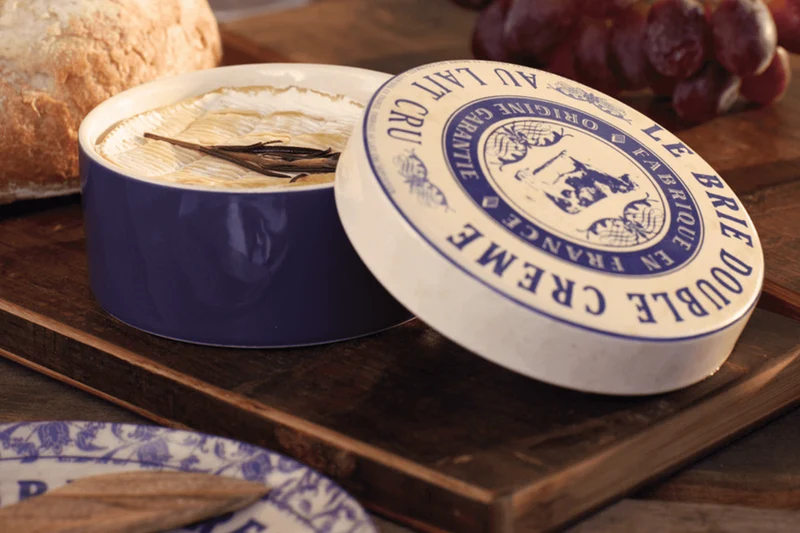 Boîte à brie Artesà Creative Tops Gourmet en céramique bleu motif vintage