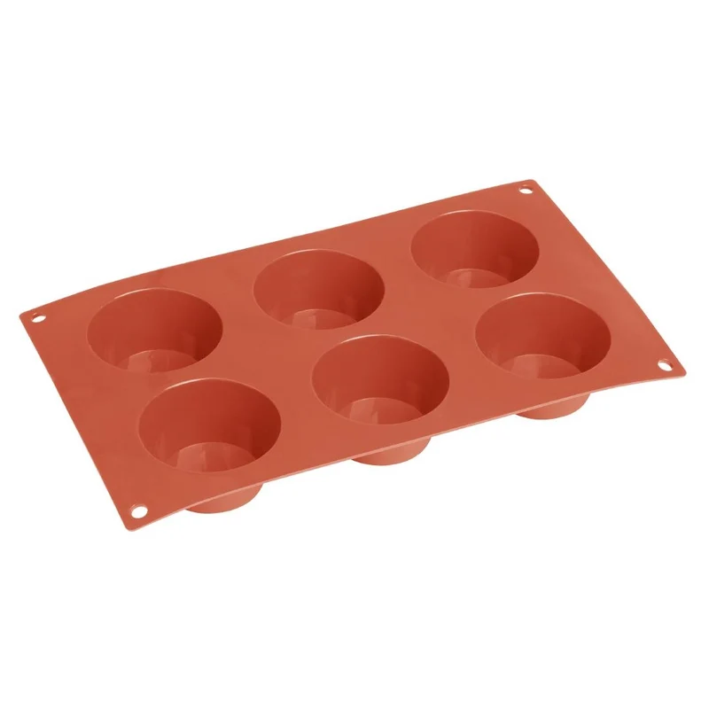 Plaque de 6 moules à gâteau rond en silicone Vogue
