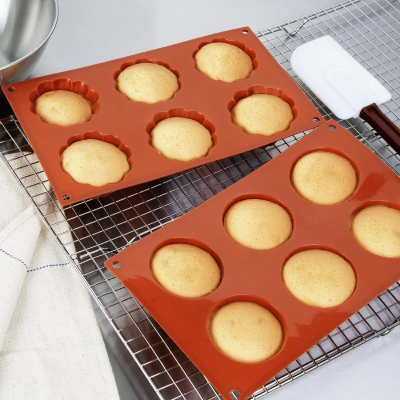 Plaque de 6 moules à gâteau rond en silicone Vogue
