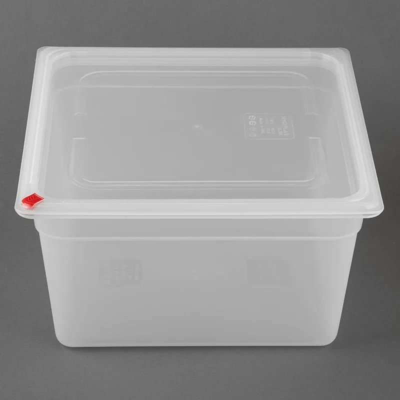 Bacs PP Hygiplas Click GN 2/3 avec couvercles et 7 clips de couleur 200mm 16,1L (lot de 4)