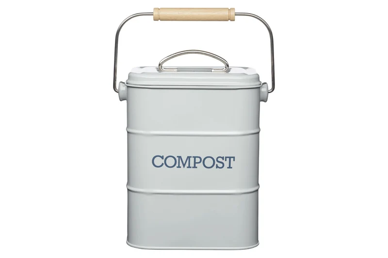 Bac à compost KitchenCraft Living Nostalgia en acier gris 3L