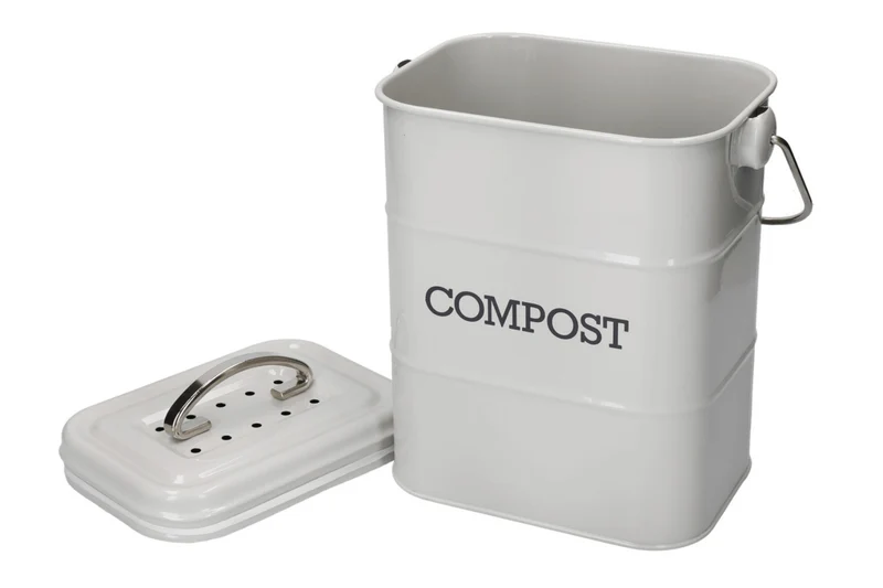 Bac à compost KitchenCraft Living Nostalgia en acier gris 3L