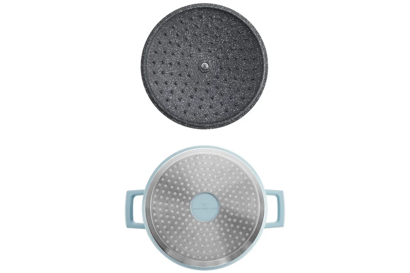 Cocotte MasterClass compatible induction en fonte d'aluminium bleu pastel 4L