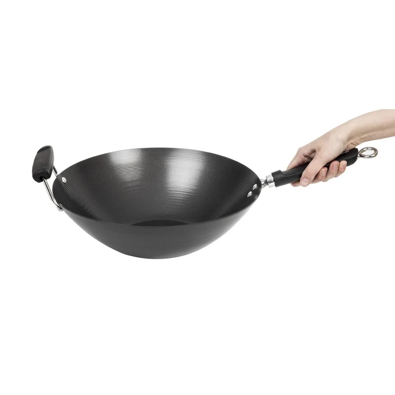 Wok antiadhésif fond plat 356mm