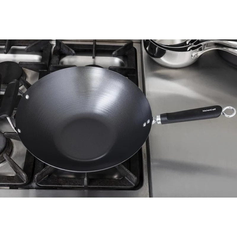 Wok antiadhésif fond plat 356mm