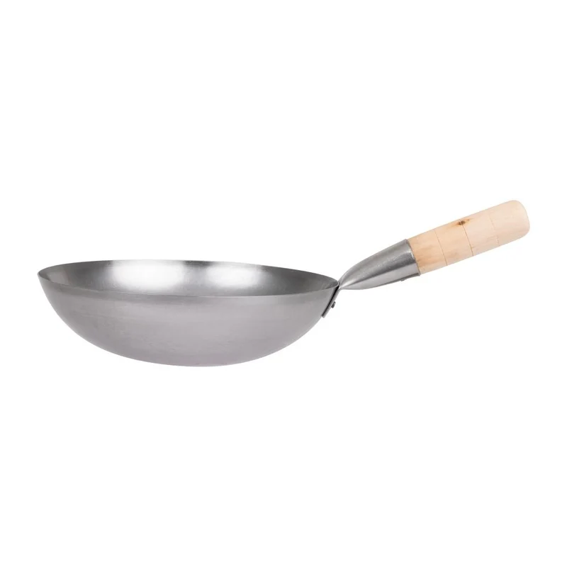 Wok fond plat en acier doux Vogue 254mm