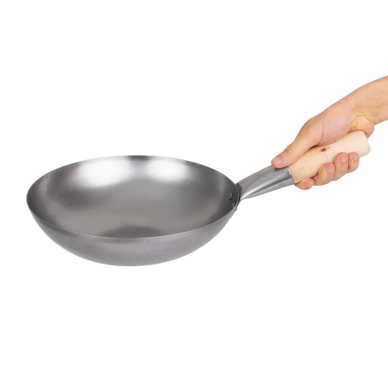 Wok fond plat en acier doux Vogue 254mm