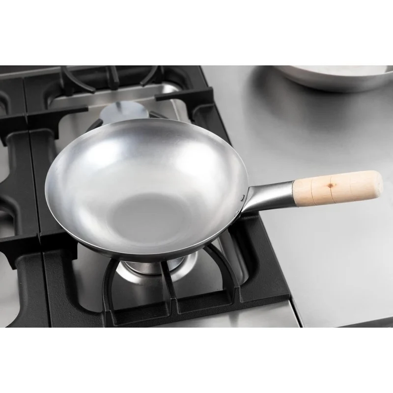 Wok fond plat en acier doux Vogue 254mm