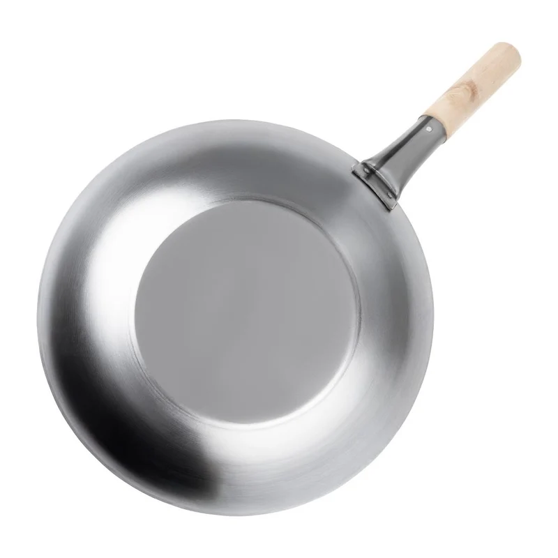 Wok en acier doux Vogue 35,6 cm