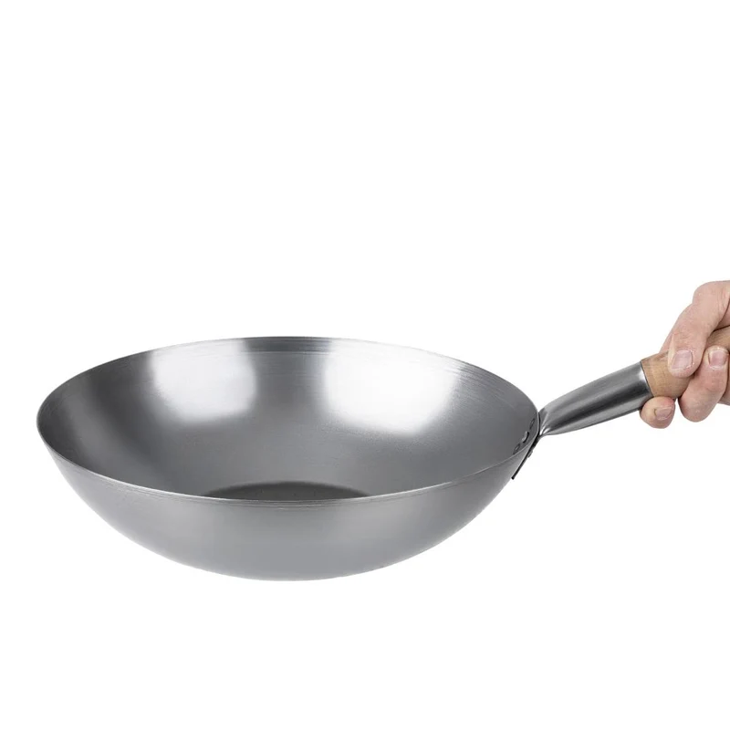Wok en acier doux Vogue 35,6 cm