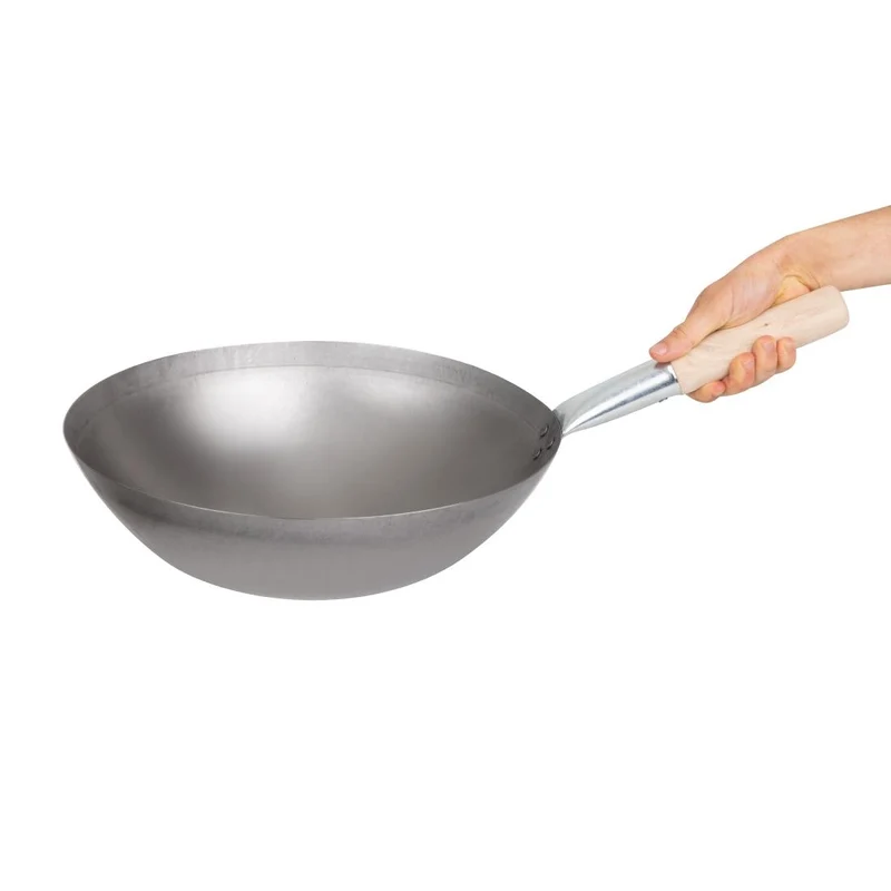 Wok conique en acier doux Vogue 356mm