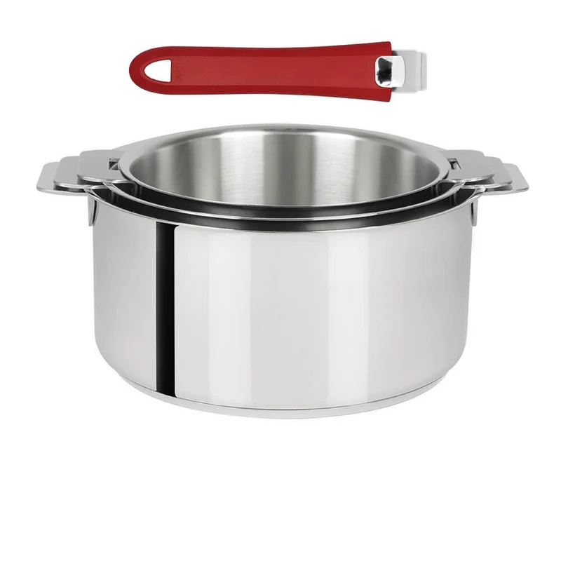 Lot de 3 Casseroles Mutine poignée amovible avec 1 poignée Mutine INCLUSE - CRISTEL