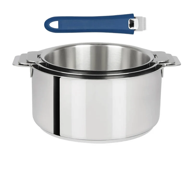 Lot de 3 Casseroles Mutine poignée amovible avec 1 poignée Mutine INCLUSE - CRISTEL