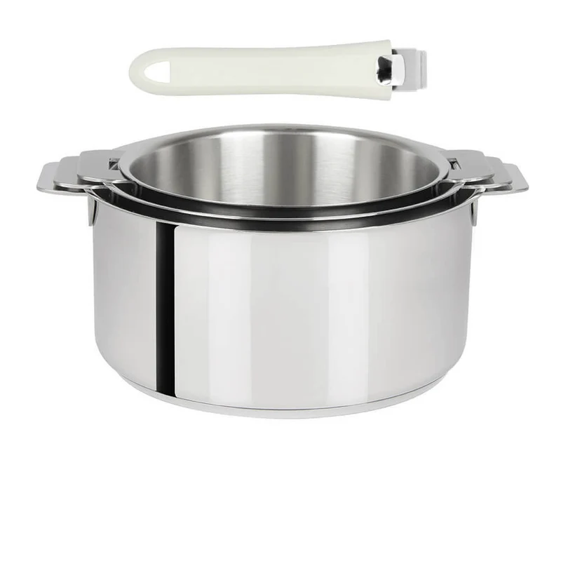 Lot de 3 Casseroles Mutine poignée amovible avec 1 poignée Mutine INCLUSE - CRISTEL