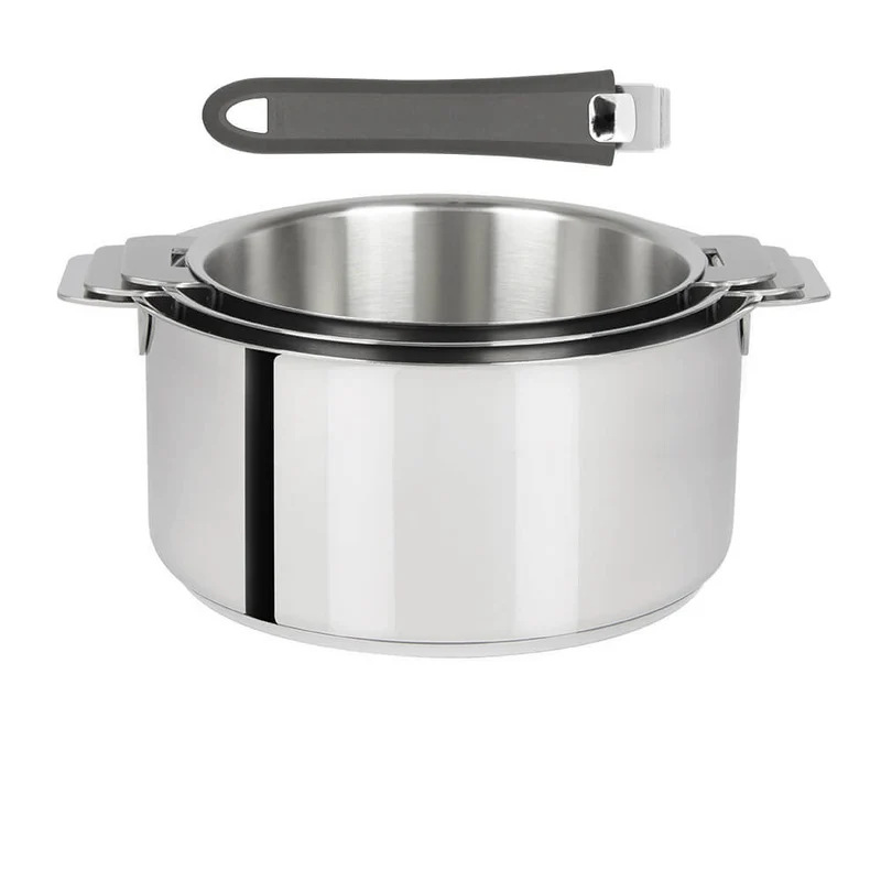 Lot de 3 Casseroles Mutine poignée amovible avec 1 poignée Mutine INCLUSE - CRISTEL