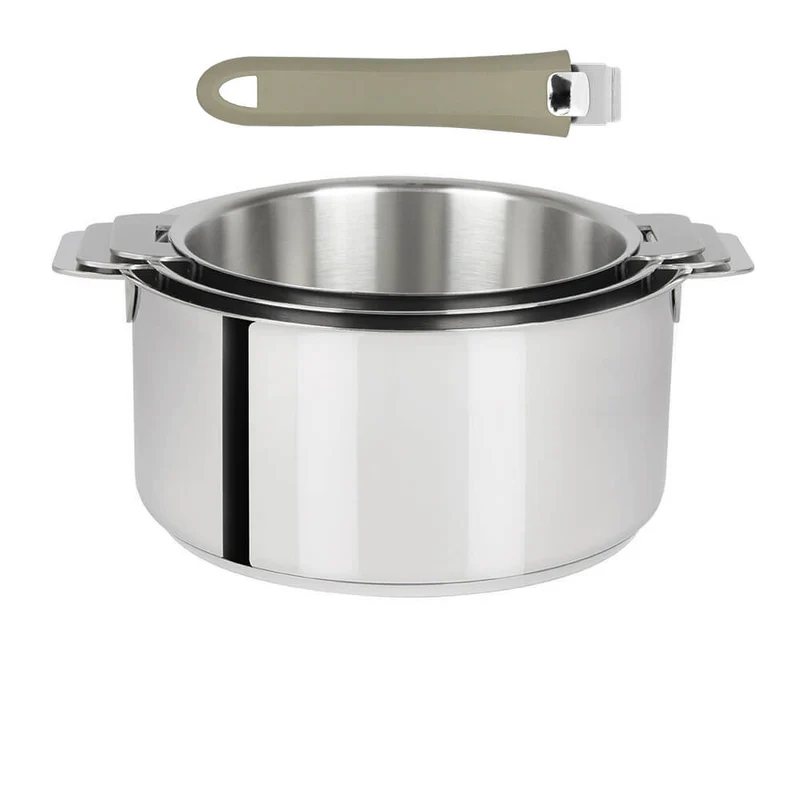 Lot de 3 Casseroles Mutine poignée amovible avec 1 poignée Mutine INCLUSE - CRISTEL