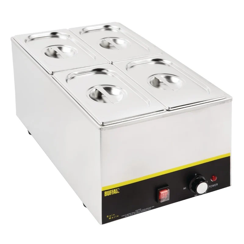 Ensemble de 4 bacs GN 1/4 en inox avec couvercles Vogue