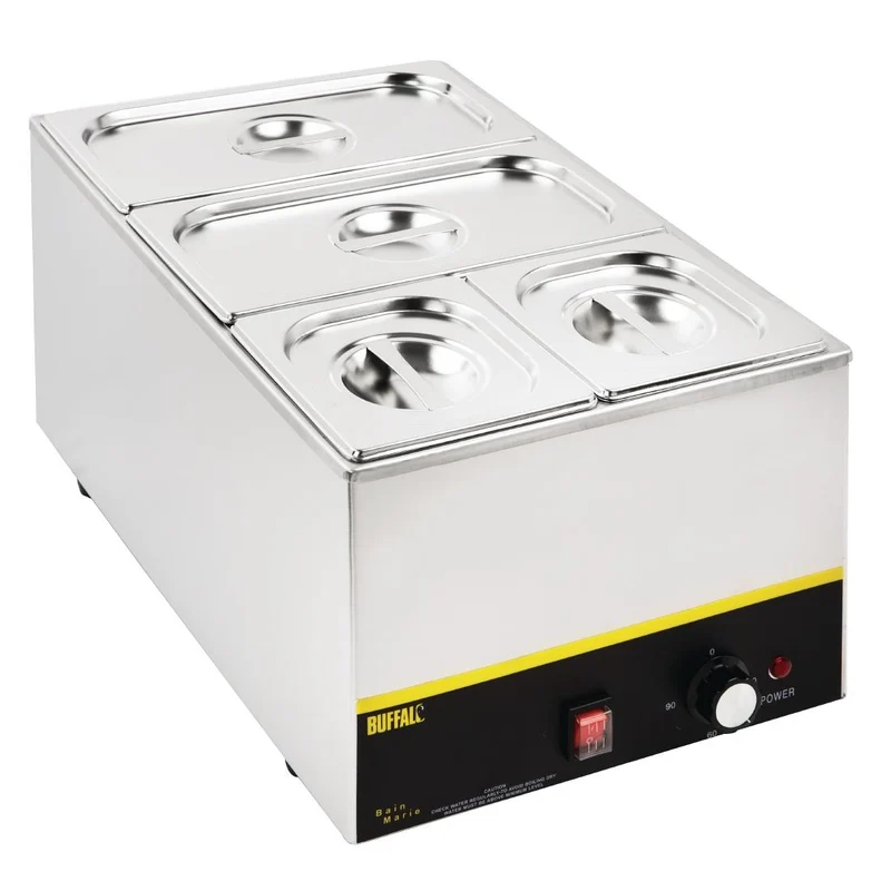Ensemble de bacs GN 2x 1/3 et 2 x 1/6 en inox avec couvercles Vogue
