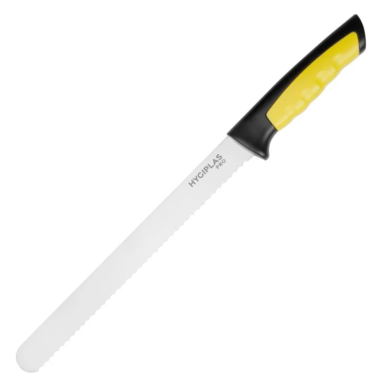 Couteau à trancher denté Hygiplas Pro jaune 25cm