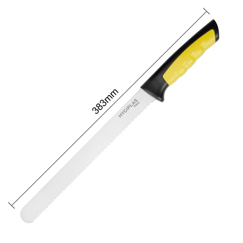 Couteau à trancher denté Hygiplas Pro jaune 25cm