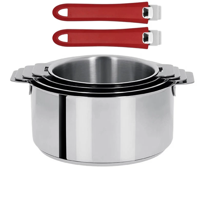 Lot de 4 Casseroles Mutine poignée amovible avec 2 poignées Mutine INCLUSES - CRISTEL