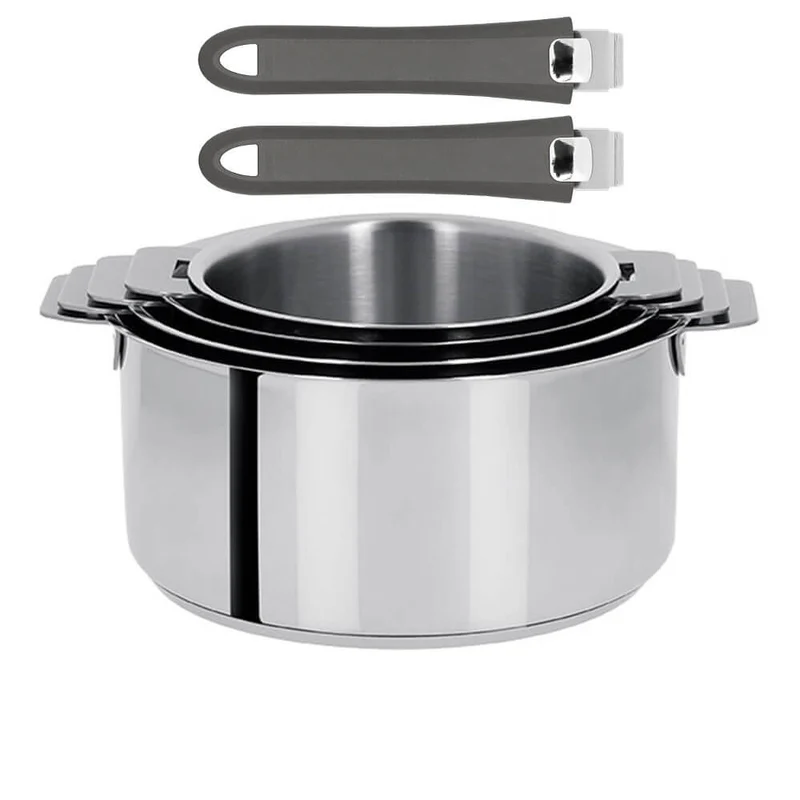 Lot de 4 Casseroles Mutine poignée amovible avec 2 poignées Mutine INCLUSES - CRISTEL