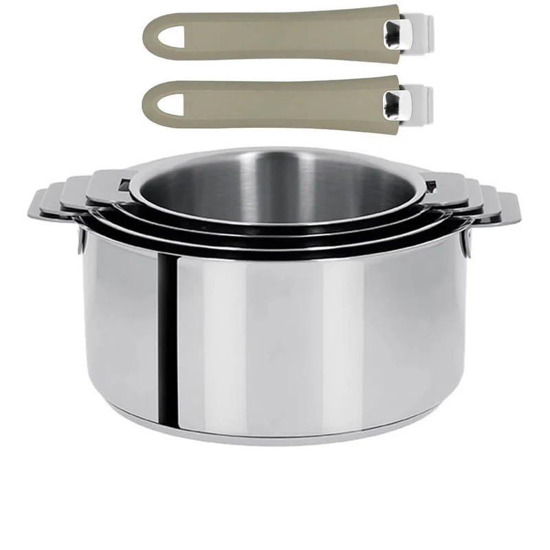 Lot de 4 Casseroles Mutine poignée amovible avec 2 poignées Mutine INCLUSES - CRISTEL