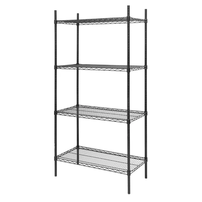 Rayonnage 4 niveaux revêtement époxy noir Nisbets Essentials 1830x910x460mm