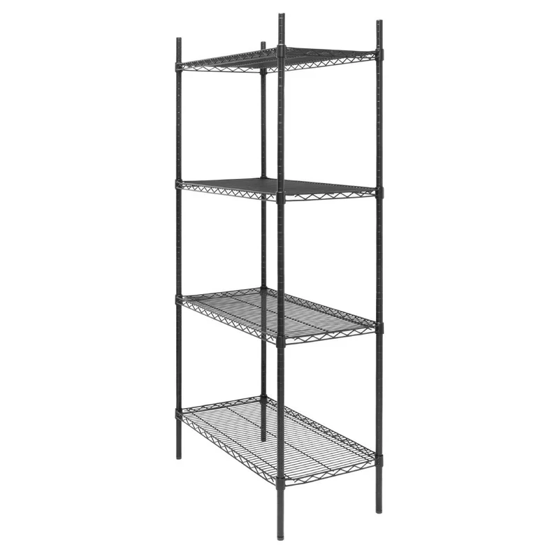 Rayonnage 4 niveaux revêtement époxy noir Nisbets Essentials 1830x910x460mm