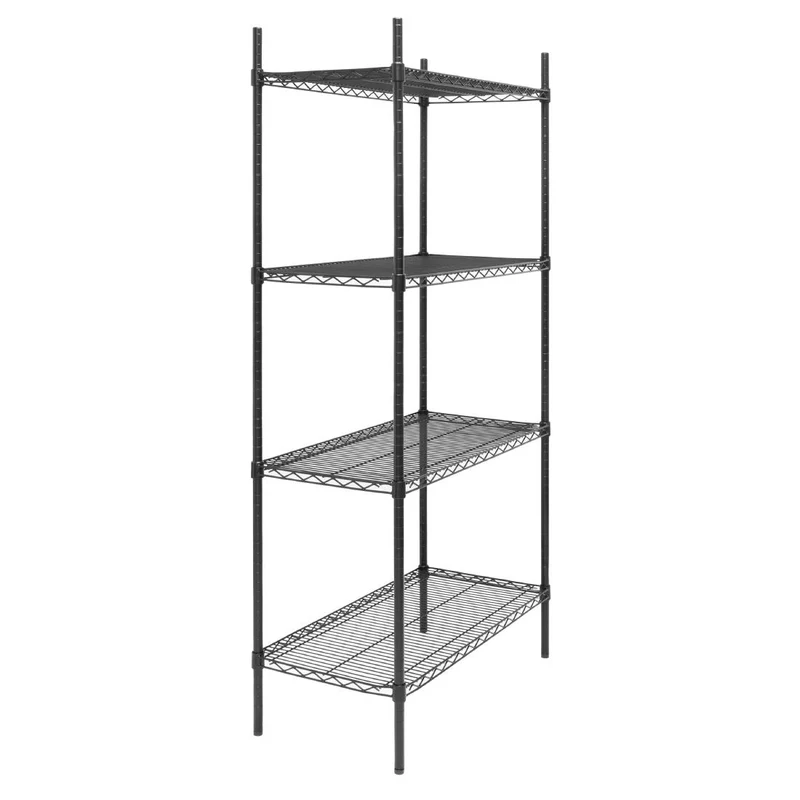 Rayonnage 4 niveaux revêtement époxy noir Nisbets Essentials 1830x910x460mm