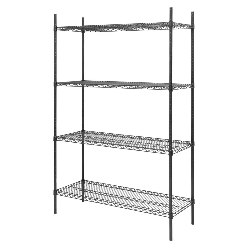 Rayonnage 4 niveaux revêtement époxy noir Nisbets Essentials 1830x1220x460mm