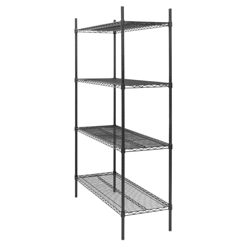 Rayonnage 4 niveaux revêtement époxy noir Nisbets Essentials 1830x1220x460mm
