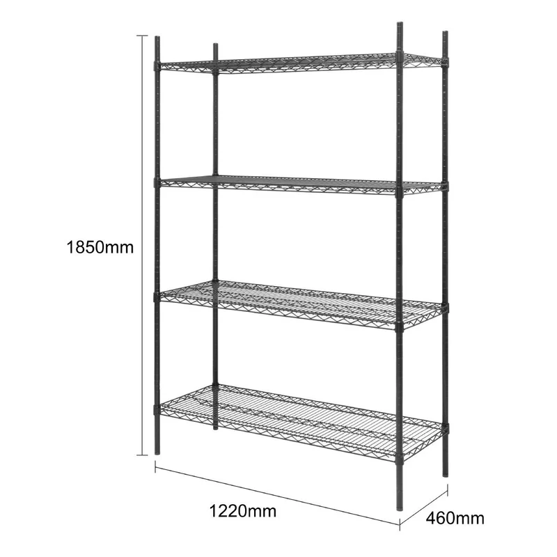 Rayonnage 4 niveaux revêtement époxy noir Nisbets Essentials 1830x1220x460mm