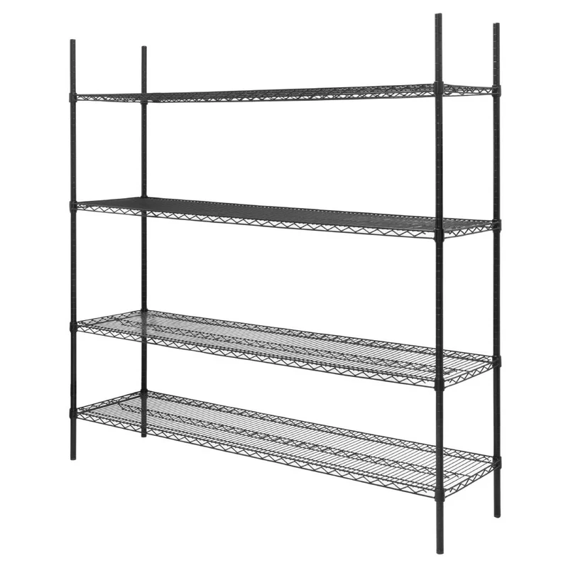 Rayonnage 4 niveaux revêtement époxy noir Nisbets Essentials 1830x1820x460mm