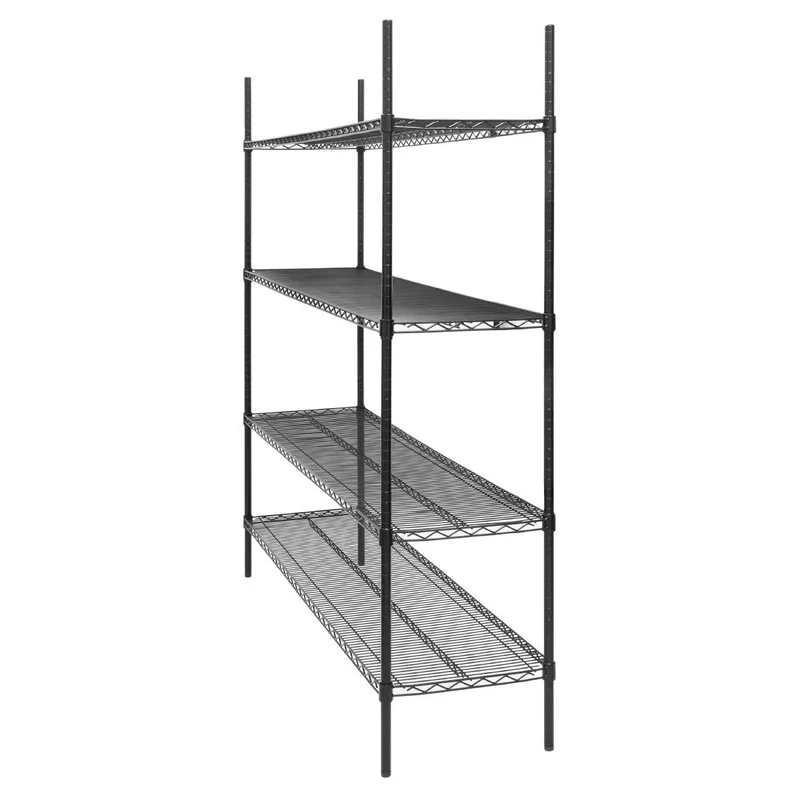Rayonnage 4 niveaux revêtement époxy noir Nisbets Essentials 1830x1820x460mm