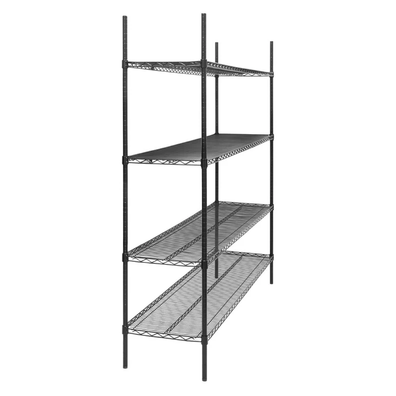 Rayonnage 4 niveaux revêtement époxy noir Nisbets Essentials 1830x1820x460mm
