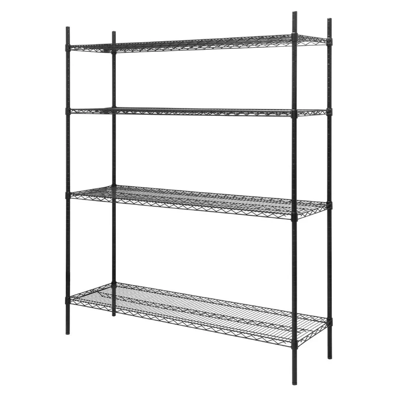 Rayonnage 4 niveaux revêtement époxy noir Nisbets Essentials 1830x1510x460mm